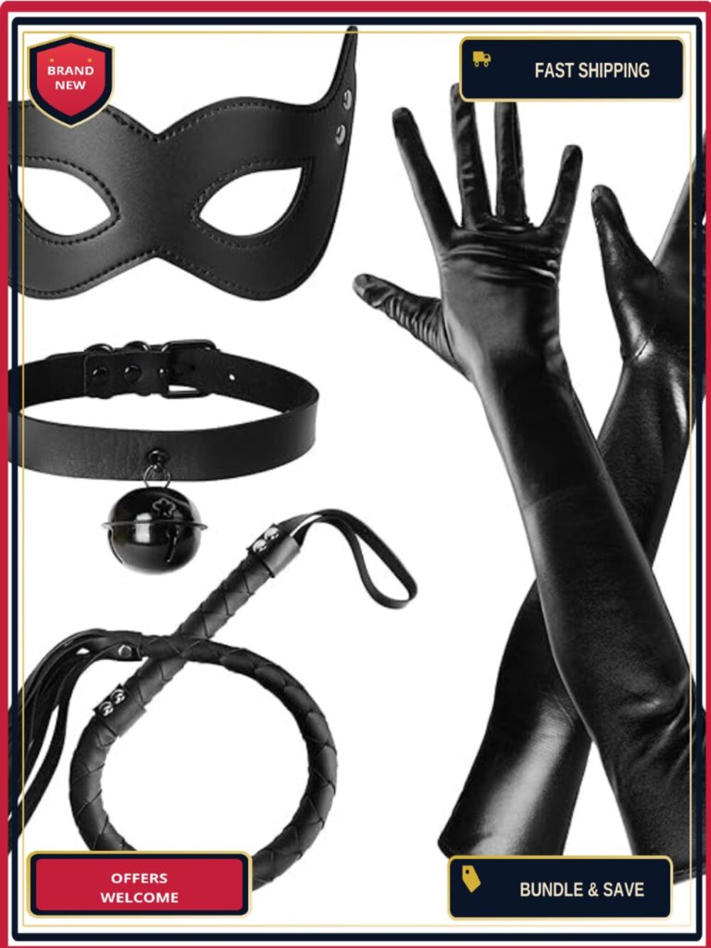 Cat Woman Costume Accessories Set Mask Necklace Whip Gloves Cosplay